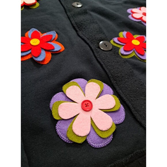 Lighthouse Apparel Women's Black Sweatshirt Jacket w/ 3D Flower Accents Size L - Picture 4 of 15
